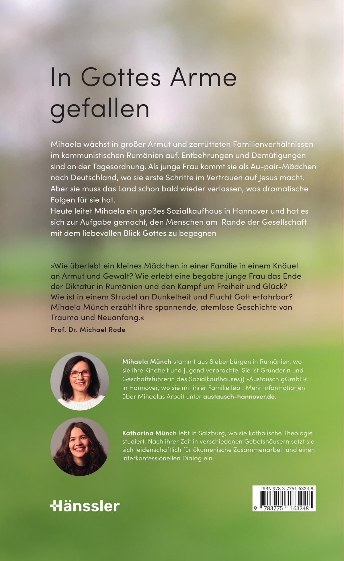 Buchrückseite mit Klappentext